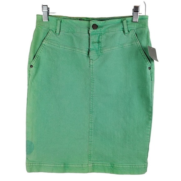 Anthropologie Holding Horses Denim Green Pencil Mini Skirt New Size 26 - Picture 1 of 7